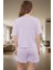 Baskılı Örme Pijama Takımı Fırfırlı Şort ve Rahat Tişört Yaz Için Ideal Kaliteli Işçilik 1