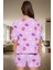 Pamuklu Dudak Desenli Örme Pijama Takımı Yazlık Rahat 2'li Set Premium Kalite 3