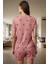 Rahat Yazlık Pijama Takımı Kalpli Desen Örme Kumaş Lastikli Şort Yüksek Kalite Mükemmel Uyum 3
