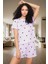 Rahat Yazlık Pijama Takımı Kalpli Desen Örme Kumaş Lastikli Şort Yüksek Kalite Mükemmel Uyum 2