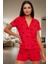Rahat ve Şık Pamuklu Pijama Takımı Kalpli Desen 2 Parça Yaz Mevsimi Kullanım 2
