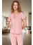 Rahat %100 Pamuklu Leopar Pijama Takımı Kısa Kollu Gömlek ve Boru Paça Pantolon Zarifane Tasarım 1