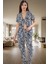 Baskılı Örme Pijama Takımı %100 Pamuk Regular Kalıp Rahat Uyku Şık Görünüm 2