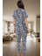 Baskılı Örme Pijama Takımı %100 Pamuk Regular Kalıp Rahat Uyku Şık Görünüm 3