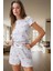 Kalpli Desenli Pijama Takımı Yumuşak Örme Kumaş Lastikli Şort 2'li Takım Premium Kalite 2