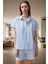 Şık Çizgili Pijama Takımı Poplin Dokuma Rahat Kalıp Trend Tasarım Modern Stil 1