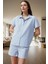 Şık Çizgili Pijama Takımı Poplin Dokuma Rahat Kalıp Trend Tasarım Modern Stil 3