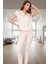 Örme Kumaşlı Kolsuz Pijama Takımı Kalpli Desen Rahat Kalıp Profesyonel Görünüm 2