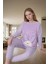 Yumuşak Polar Kumaşlı 3lü Pijama Takımı Kalpli Desenli Kışlık Set Trend Tasarım 2