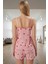 Rahat Viskoz Pijama Takımı Çilek Desenli Şortlu Atlet Takım Kullanım Modern Stil 2