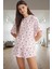 Kurdele Desenli Pamuklu Şortlu Pijama Takımı Yazlık Rahat Modern Stil Konforlu Kesim Yüksek Kalite 2