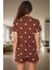 Kısa Kollu Pamuklu Pijama Takımı Kalpli Desenli Regular Kalıp Yazlık Ev Giyim Özenle Seçilmiş 3