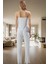 Ince Askılı Örme Pijama Takımı; Viskoz Kumaş Çiçek Desenli Ev Giyim Rahat Kalıp Trend Tasarım 3