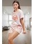 Rahat Pamuklu Kiraz Desenli Pijama Takımı Yazlık Şort ve T Shirt Mükemmel Uyum Zarifane Tasarım 2
