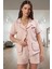 Yazlık Pijama Takımı Crinkle Saten Kumaş ve Kiraz Nakış Detayları Profesyonel Görünüm 2