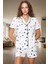 Yazlık %100 Pamuk Biyeli Pijama Takımı Yıldız Desenli Örme Kumaş Rahat Modern Stil 1