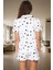 Yazlık %100 Pamuk Biyeli Pijama Takımı Yıldız Desenli Örme Kumaş Rahat Modern Stil 3