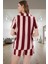Rahat Viskoz Pijama Takımı Çizgili Shally Dokuma Yazlık Modern Stil Dayanıklı Malzeme 3