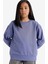 Kız Çocuk Relax Fit Bisiklet Yaka Basic Düz Okul Sweatshirt A2797A825AU 1