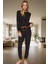 Çiçek Desenli Pamuklu Pijama Takımı Regular Boru Paça Kaliteli Işçilik Modern Stil 2
