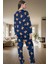 100 Polyester Polar Kışlık Pijama Takımı Ayıcıklı Desenli Boru Paça Rahat ve Şık Modern Stil 3