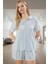 Yazlık Pijama Takımı Şortlu Papatya Detaylı %100 Viskon Kumaş Dayanıklı Malzeme 1