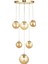 Pigaro 6 lı Bal Renk Camlı Salon Oturma Odası Modern Sarkıt Avize - (Gold Kaplama) 2