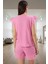 Yaz Için Pamuklu Brodeli Pijama Takımı Şortlu Regular Trend Tasarım Dayanıklı Malzeme 3