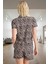 Rahat Yazlık Pijama Takımı Leopar Desen Örme Kumaş Şortlu 100% Polyester Modern Stil Şık Görünüm 3