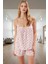 Rahat Viskoz Pijama Takımı Çiçekli Desen Ince Askılı Yazlık Homewear Kullanım Uzun Ömürlü 1
