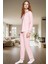 Şık ve Rahat Çizgili Pijama Takımı Polyester Elastan Karışımı Uzun Ömürlü Trend Tasarım 3