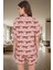 Rahat ve Şık Viskoz Pijama Takımı Animal Desenli Kısa Kollu Yazlık Modern Stil 3