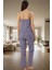 Ince Askılı Pamuklu Pijama Takımı Çizgili Desen V Yaka Regular Kalıp Yüksek Kalite Rahat Kullanım 3