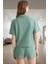 Aksesuarlı Pijama Takımı Pamuklu Waffle Kumaş Regular Fit Boru Paça Şort Yaz Için Ideal 3