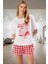 Kadın Yazlık %100 Pamuklu Pijama Takımı Ekose Şort ve Tişört Trend Tasarım Zarifane 1