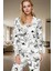 Zebra Desenli Örme Pijama Takımı %100 Pamuk Konforu Modern Stil Rahat Kullanım ve Şık 1