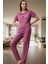 Şık Kalpli Örme Pijama Takımı Nefes Alan Kumaş Regular Kalıp Ev Konforu Konforlu Kesim 1