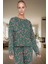 Yumuşak Pamuklu Örme Pijama Yılbaşı Temalı 2'li Set Uzun Paça Modern Stil Günlük Kullanım Için 2