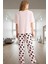Pamuklu Örme Kedi Desenli Pijama Takımı Ilkbahar Sonbahar Şık Görünüm Modern Stil 3