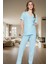 Çizgili Homewear Pijama Takımı Pamuk ve Polyester Karışımı Yüksek Kalite Mükemmel Uyum 2