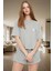 Baskılı Örme Pijama Takımı Fırfırlı Şort ve Rahat Tişört Yaz Için Ideal Kaliteli Işçilik 2