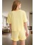 Baskılı Örme Pijama Takımı Fırfırlı Şort ve Rahat Tişört Yaz Için Ideal Kaliteli Işçilik 3