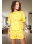 Rahat %100 Pamuklu Güneş Desenli Pijama Takımı Yaz Için Ideal Uzun Ömürlü Özenle Seçilmiş 2