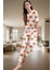 Kadın %100 Pamuklu Pijama Takımı Ayıcıklı Desen Boru Paça Regular Lounge Giyim Yüksek Kalite 2