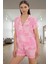 100 Viskoz Etnik Desenli Shally Dokuma Pijama Yazlık Şort ve Gömlek Takımı Trend Tasarım 1