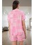 100 Viskoz Etnik Desenli Shally Dokuma Pijama Yazlık Şort ve Gömlek Takımı Trend Tasarım 3