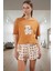 Yazlık %100 Pamuk Rahat Pijama Takımı Ayıcıklı Desenli Homewear Dayanıklı Malzeme Premium Kalite 1