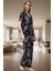 Rahat Ev Giyim %100 Viskon Kaplan Desenli Pijama Takımı Modern Stil Mükemmel Uyum Trend Tasarım 1