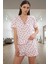 Pamuklu Rahat Kalıp Pijama Takımı Kalpli Desenli Yazlık Homewear Profesyonel Görünüm 1