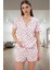 Pamuklu Rahat Kalıp Pijama Takımı Kalpli Desenli Yazlık Homewear Profesyonel Görünüm 2